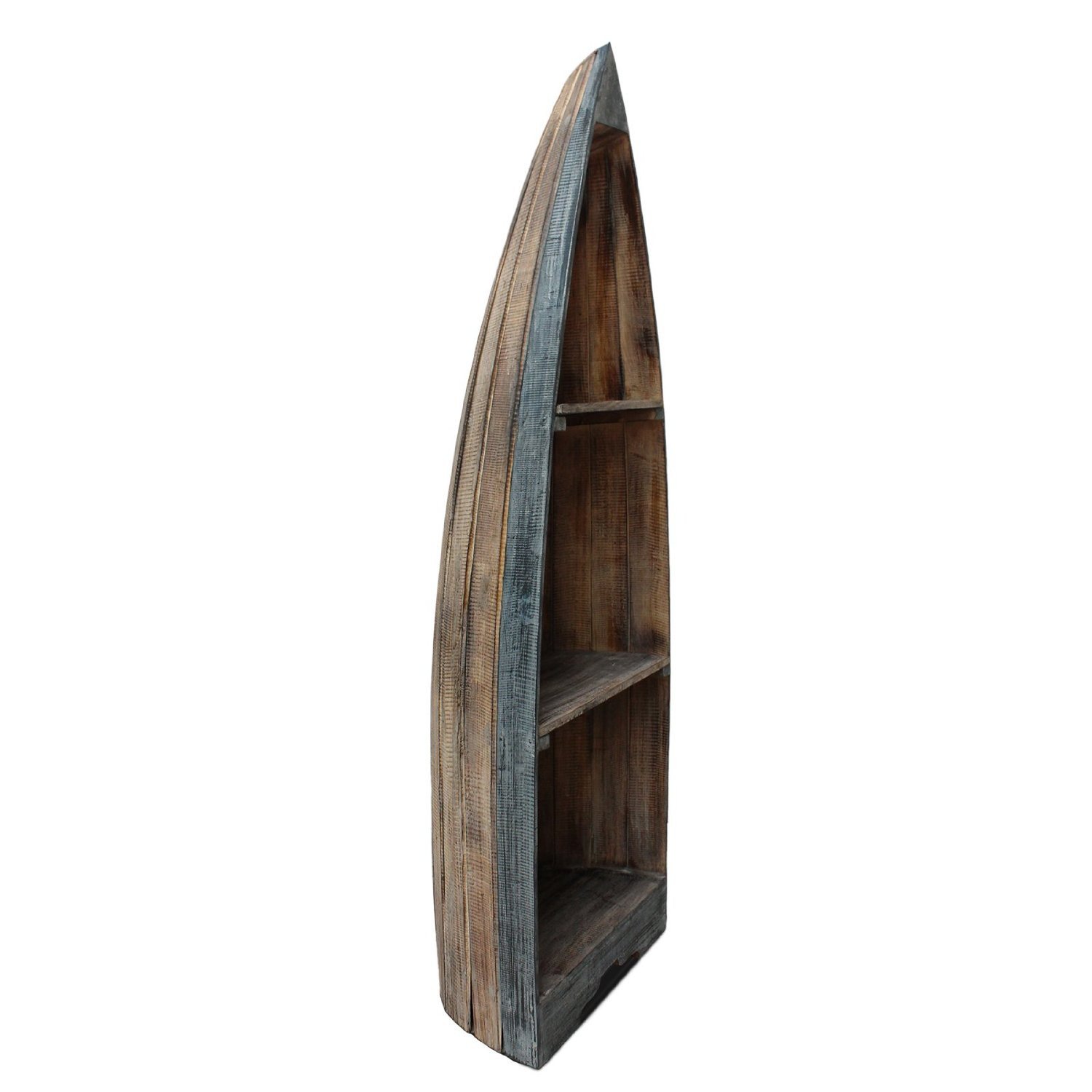 Naturesco Bootsregal Aus Holz – Maritimes Regal In Bootsform Für Bad & Wohnzimmer (Weiß, 195cm)