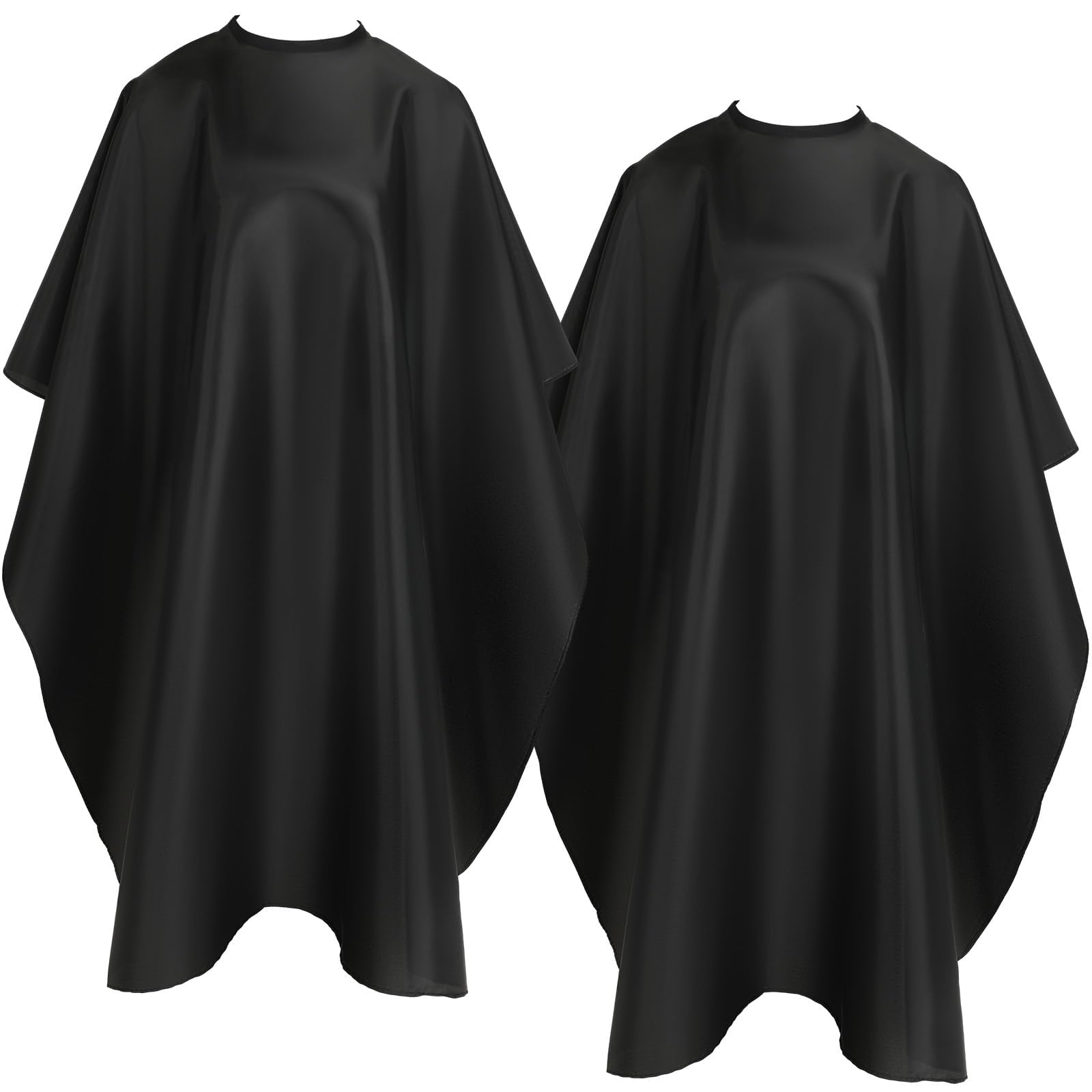 2 capas de peluquería para adultos, capa profesional de corte de pelo con cierre a presión impermeable, Negro -