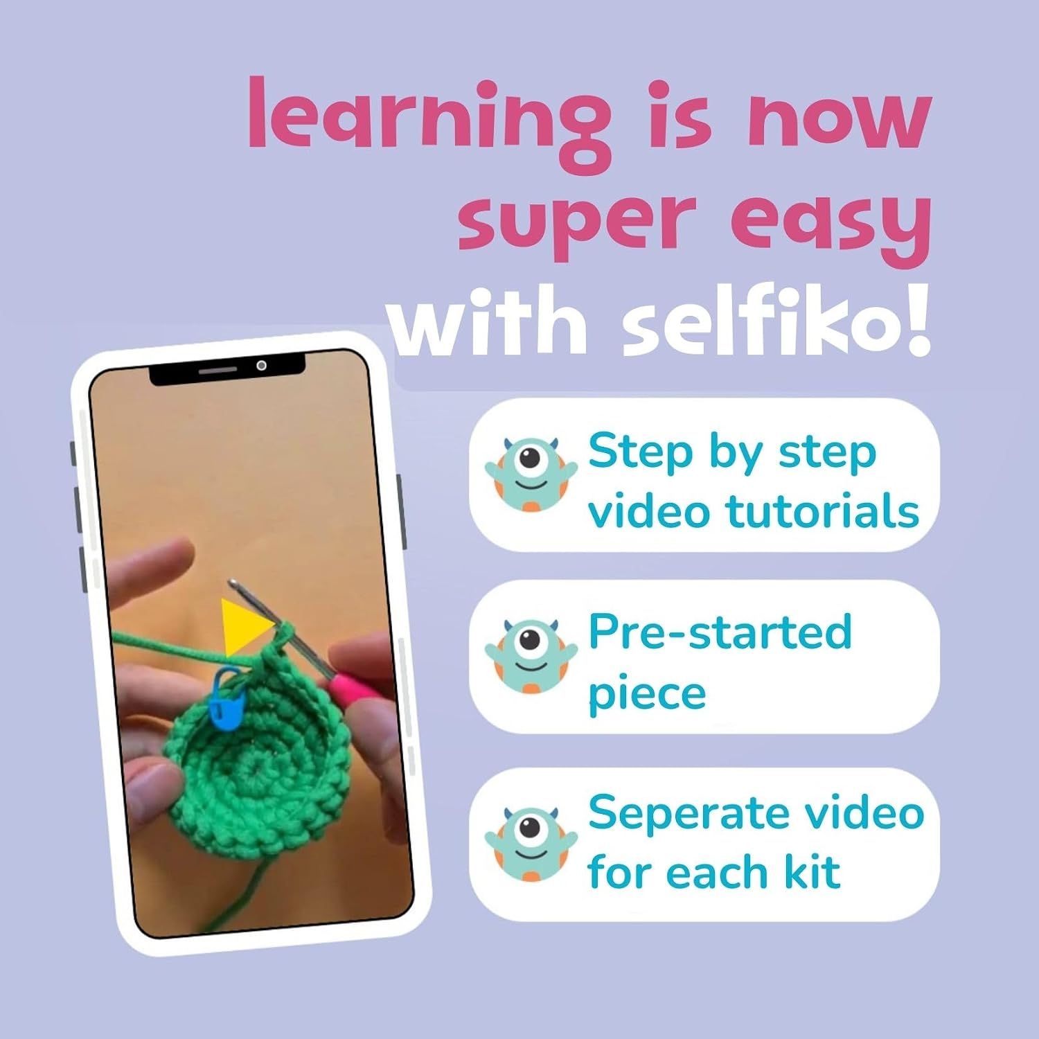 Selfiko Crochet Kit for Beginners – Complete Amigurumi Starter Pack with Pre-Started Magic Ring, Step-by-Step Video Tutorials & Simple Yarn – Learn to Crochet Easily (Bunnyko The Bunny)