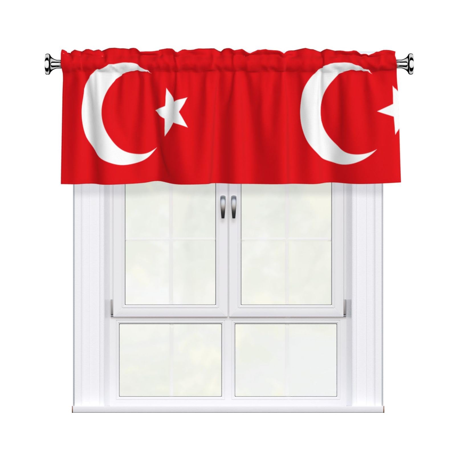 YYHHAOFA Flag of Turkey Prints Durable Kitchen Window Layer – 54x18 Inch 100% Polyester Valance with Precision Construction
