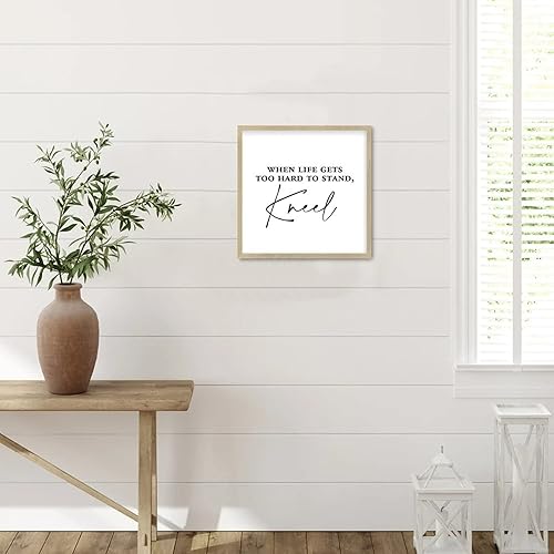 Miniatura 7 de Citas bíblicas enmarcadas de madera con frases inspiradoras, frase cristiana con texto en inglés "Christian Saying When Life Gets Too Hard To Stand