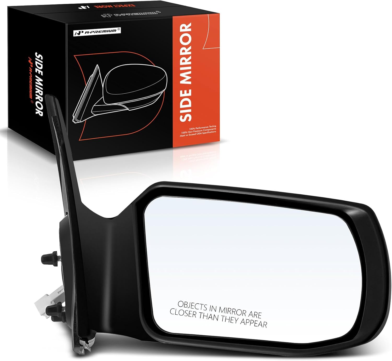 A-Premium Passenger Side Power Door Mirror - Compatible with Nissan Altima 2007-2012 - Non-Heated Non-Folding Black Outside Rear View Mirror - Replace# 96301-JA04A