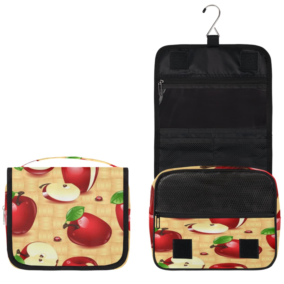 Jabłka Podróżna kosmetyczka Jabłka Wzór Owoce Mycie Torba Unisex Wiszące przybory toaletowe Kosmetyczka Organizer do makijażu, wielobarwny, Jeden rozmiar