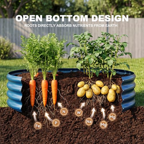 Image of Land Guard 2 Pcs 6ft Metal Raised Garden Bed, 6 x 3 x 1 Galvanized Planter Raised Beds for Vegetables, Blue