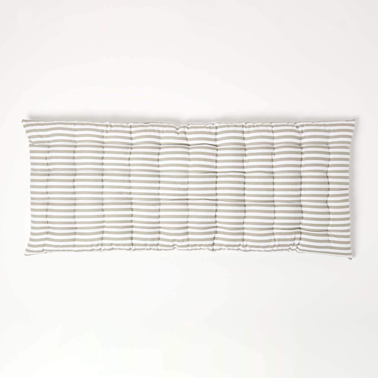 HOMESCAPES Coussin pour Banc de Jardin, Matelas de Sol, Coussin pour Banquette extérieure 2 Places, Coton - 108x42 cm - Rayures Grises
