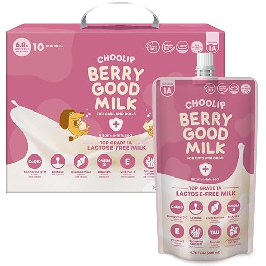 Choolip Berry Good Milk – 10-Pack Lactose-Free Vitamin Milk for Cats & Dogs | Vet-Formulated Pet Drink Supporting Urinary, Joint & Digestive Health | Grain-Free, Ready to Serve