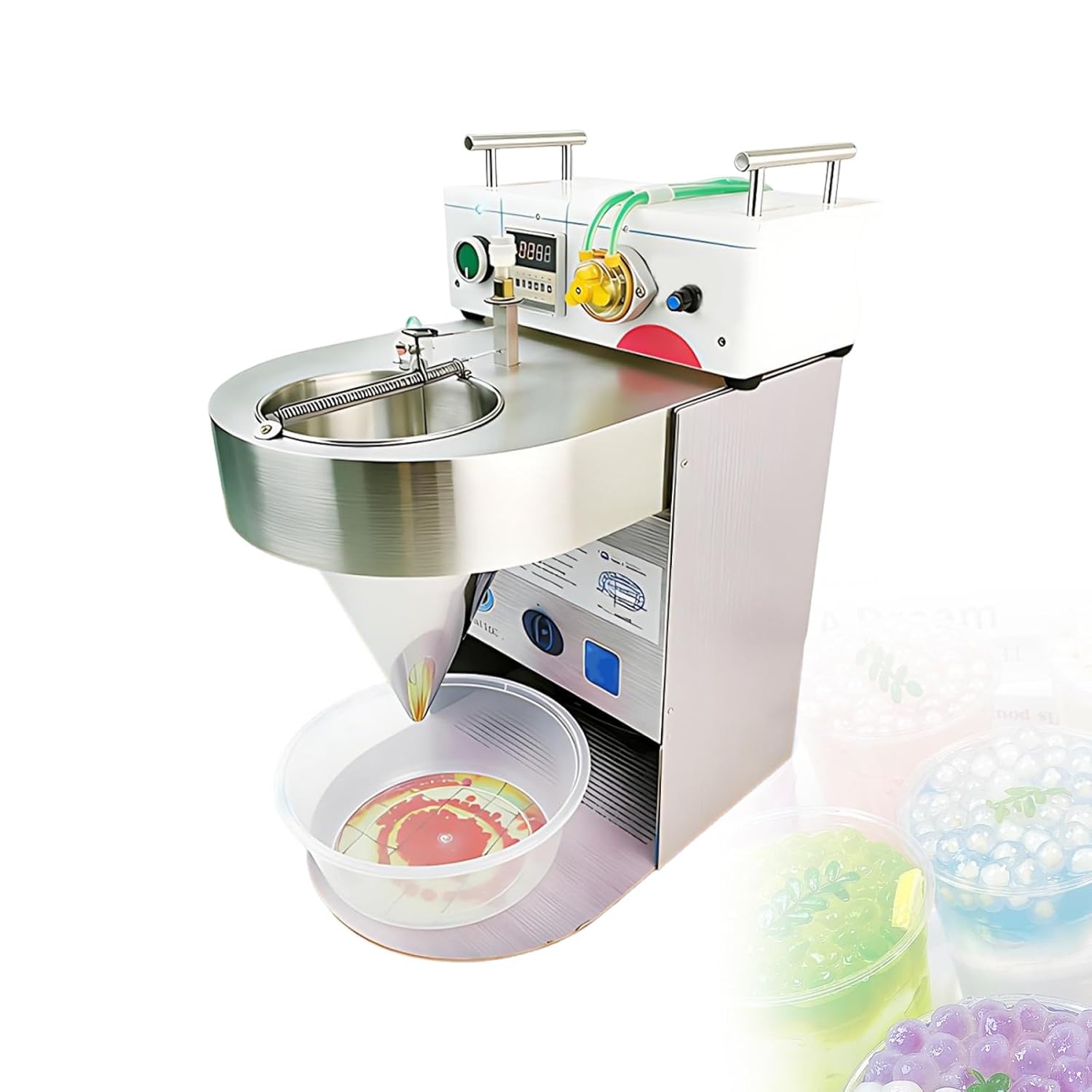 Automatic Popping Boba Machine, Labor-Saving Juice Pearl Maker with Auto-Feeder, 304 Stainless Steel Commercial Bursting Ball Device