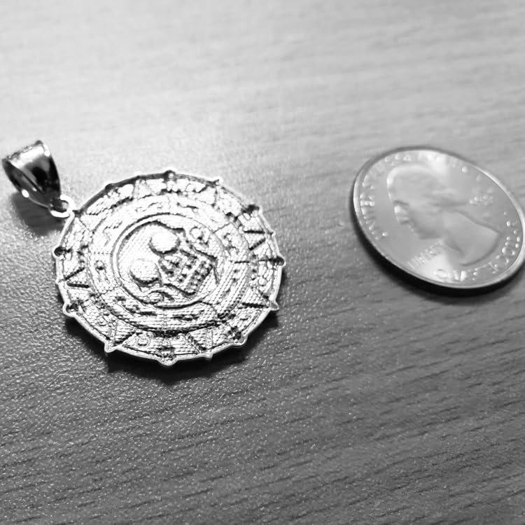 LA BLINGZ Sterling Silver Aztec Coin Pirates Skull Pendant Necklace3