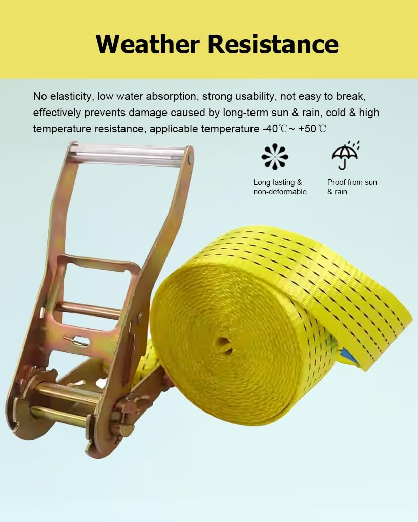Correas de Amarre de trinquete sin Fin Amarillas, Correas de trinquete de Amarre for remolques de Camiones, electrodomésticos móviles, Equipos de césped, Barcos(3sets,12m/39.4Ft)