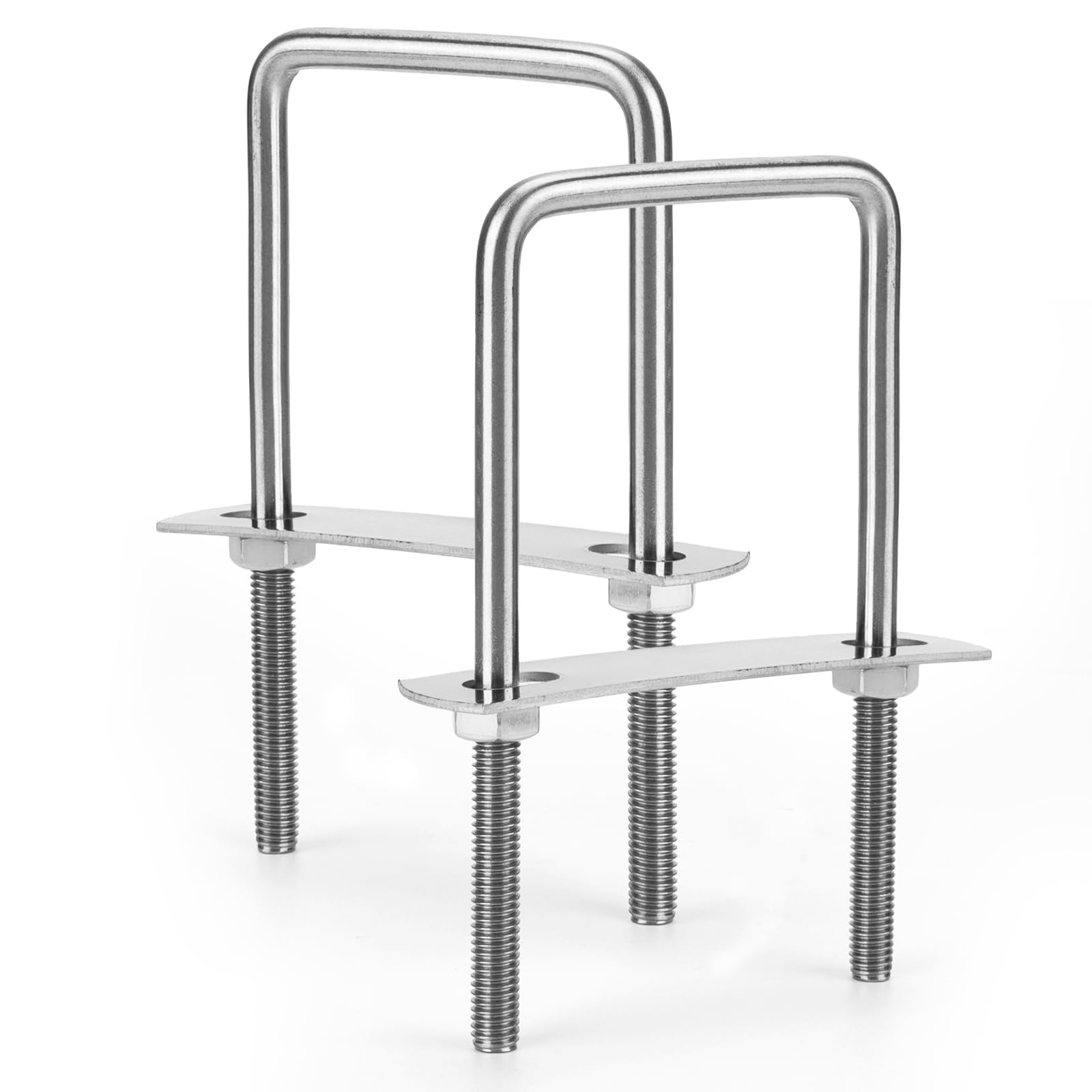 Sieqioor 2 Sets M10 Square U-Bolts, 304 Stainless Steel U-Bolts (M10 x 100mm x 200mm), with Nuts, Bolt Plates, for Trailer, Sailboat, Automotive &