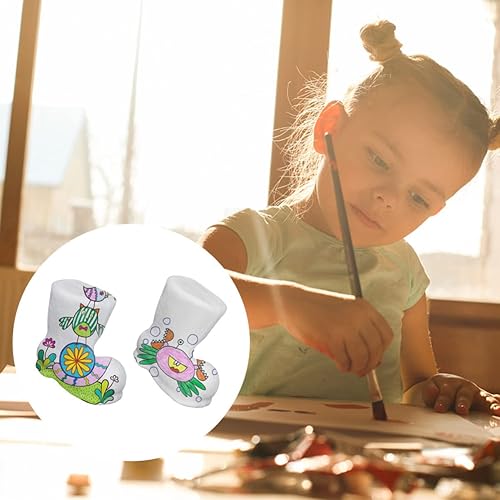 Miniatura 2 de Sewroro 10 botas de Navidad de espuma de poliestireno, ornamento de espuma para bricolaje, botas de Navidad de espuma blanca, bola de espuma para