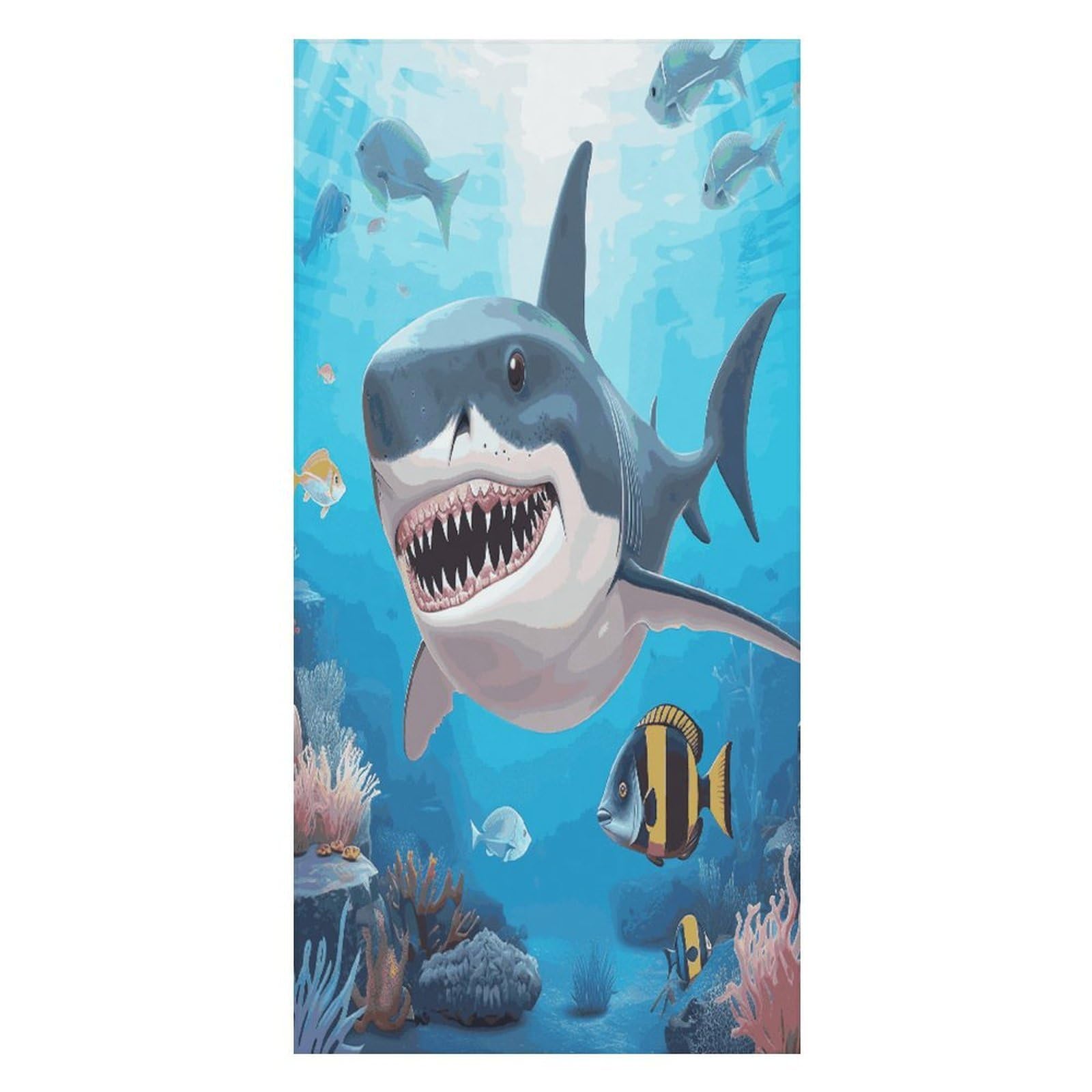 Adfgyerh Unisex Style Shark Ocean Theme Bath Towels Beach Towel Lightweight Quick Dry, Bath Towel For Travel Sports Pool Swimming Bath Camping Yoga Adults160x80cm