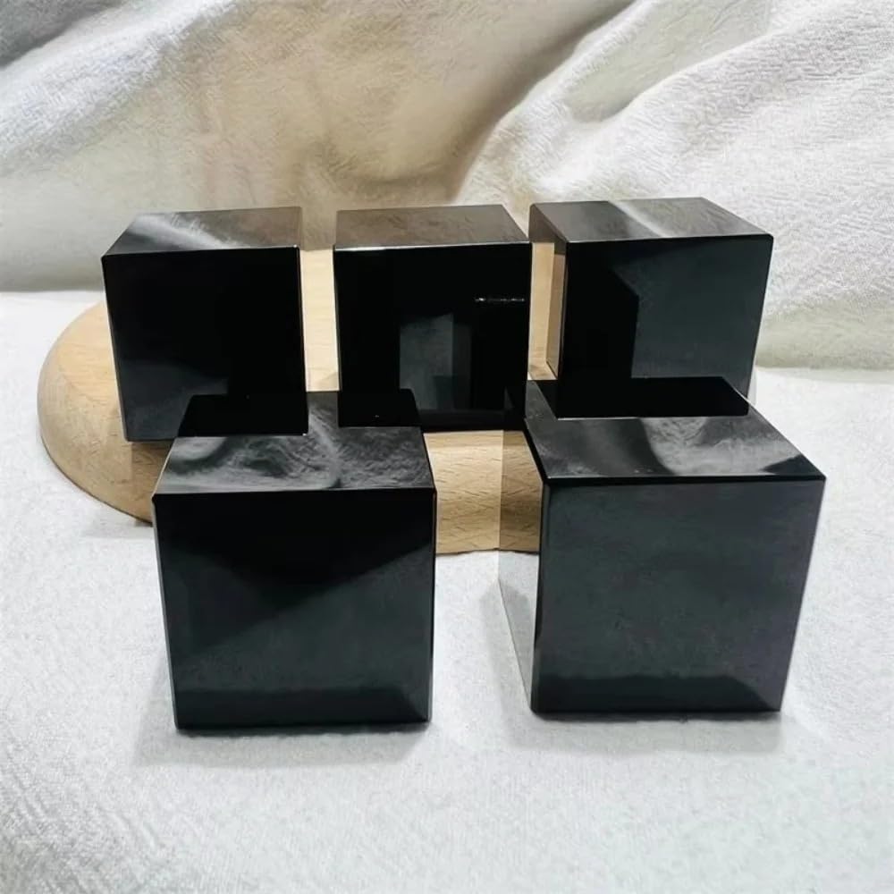 AARTERZZA 2pc 2cm Black Obsidian Cube Crystal Quartz Crystals Stone Polished Home Decoration and Gift