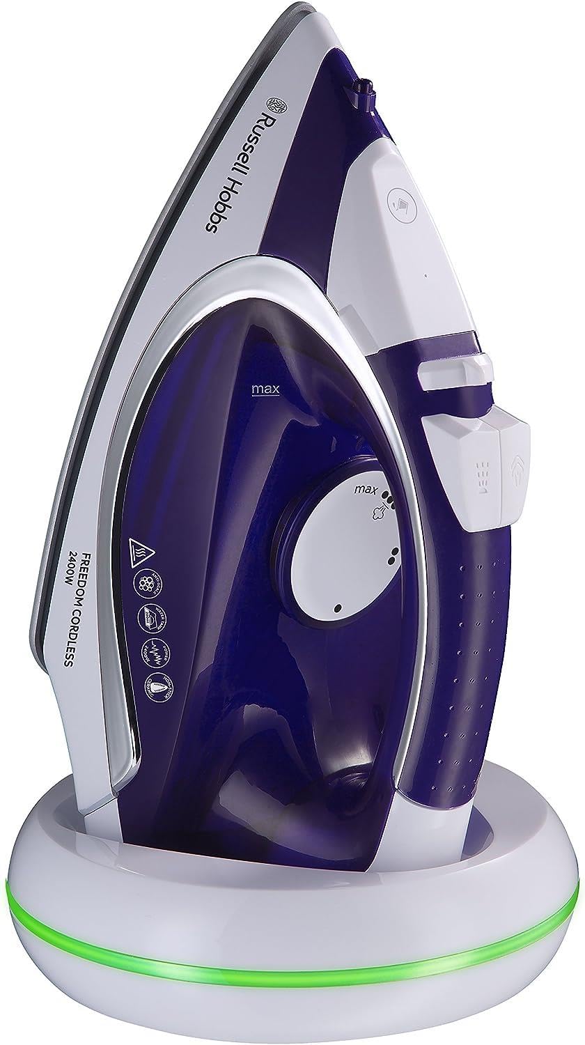 Russell Hobbs Freedom Cordless Steam Iron, Fast 5 Seconds re-Charge, Steam Ready 30 Seconds, Ceramic Non-Stick Soleplate, 135g Steam Shot, 40g Continuous steam, 300ml Water Tank, 2400W, 23300