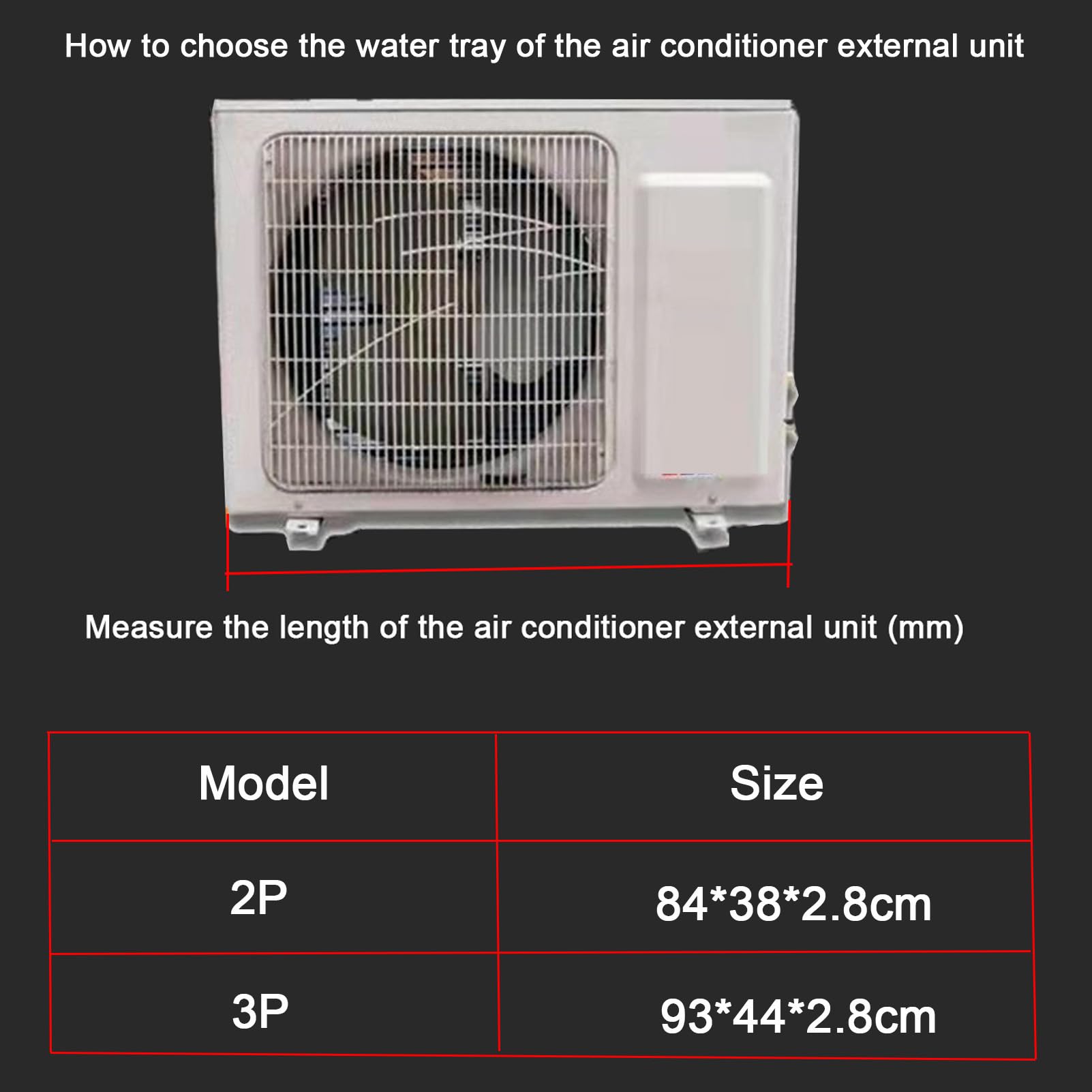 Bandeja de Goteo para Aire Acondicionado, Unidad de Aire Acondicionado, Bandeja de Agua, Almohadilla colectora de Agua con Kit de Ajuste de Drenaje, Bandeja de Drenaje con cojín de Goteo de CA de