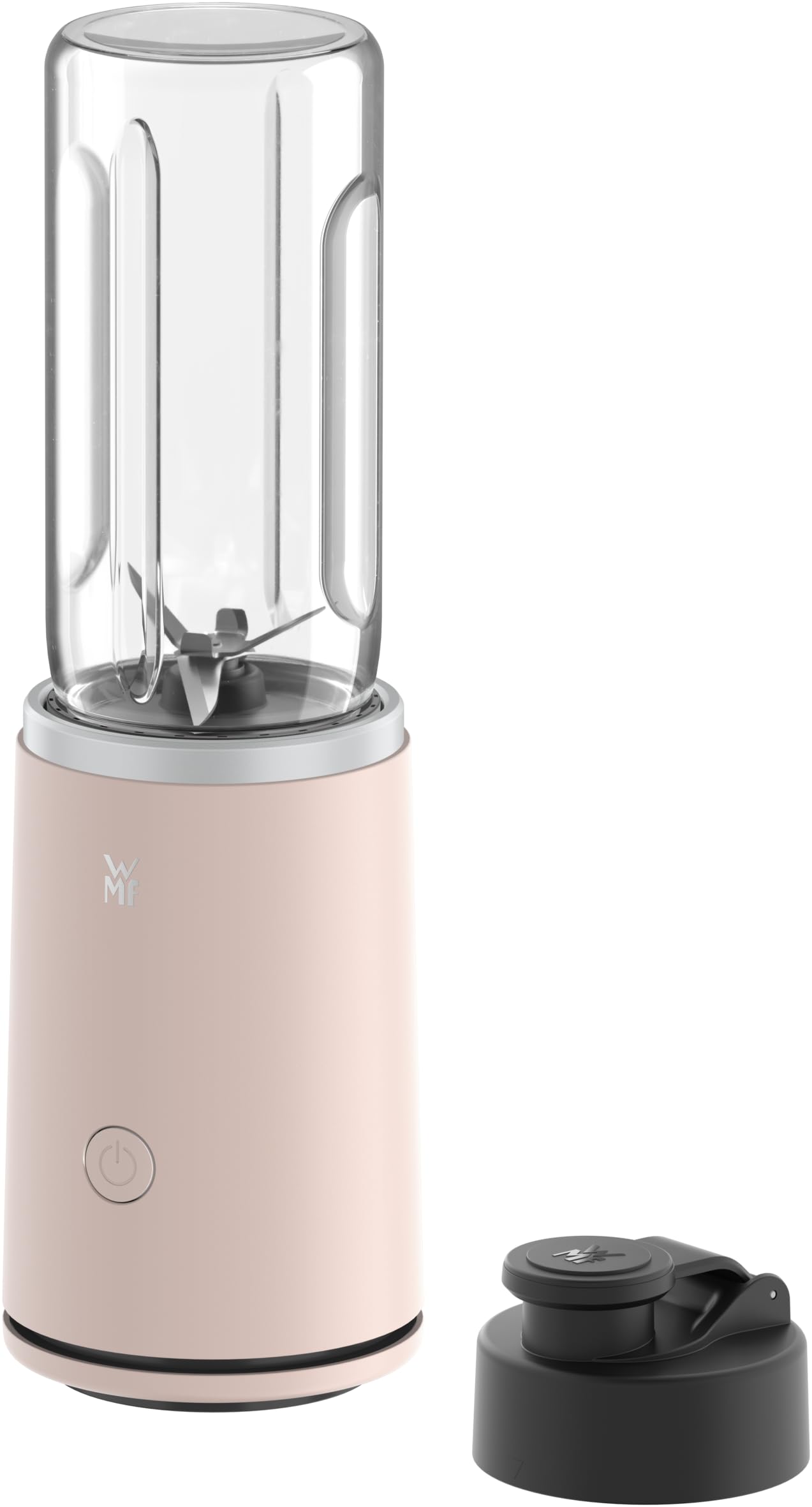 WMF Mix & Go Touch - Smoothie Maker & Mixer to Go, batteur sur socle portable 500 W en plastique recyclé, avec bouteille à emporter étanche, commande à une main, lame ultra, couleur Pearl Blush