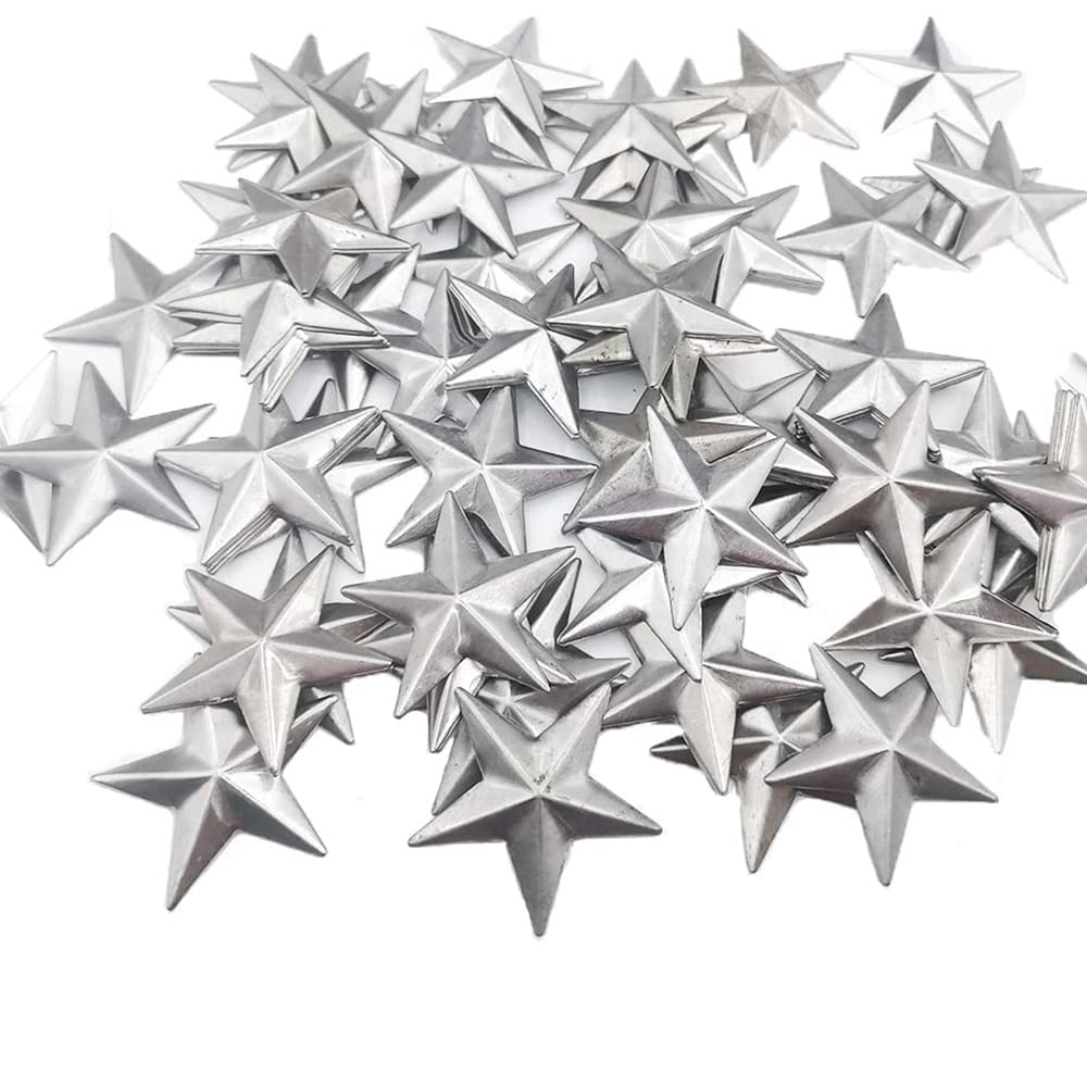 vibnumom Mini Metal Barn Star Magical Texas Silver Stars Supply for Retro Vintage Western Country Home Outside Farmhouse Wall Décor Crafts Handmade Accessory 1.57" (Pack of 100) (silver)