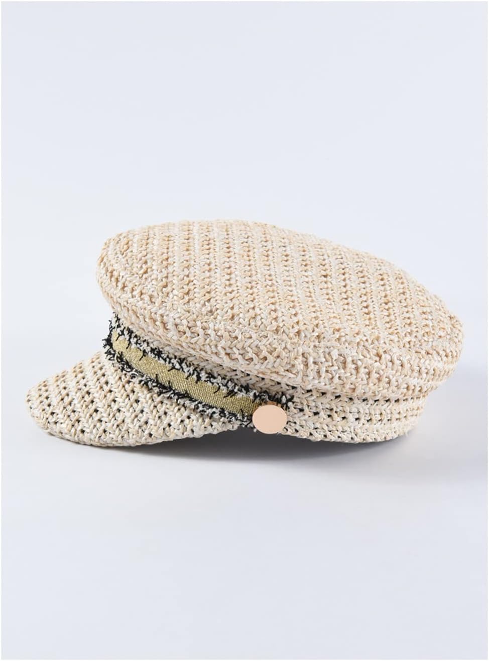 WSJIE Straw Newsboy Cap Women Baker Boy Hat Female Khaki British Style Retro Designer Brand Spring Summer (Color : B, Size : M(56-58cm)) : Clothing, Shoes & Jewelry