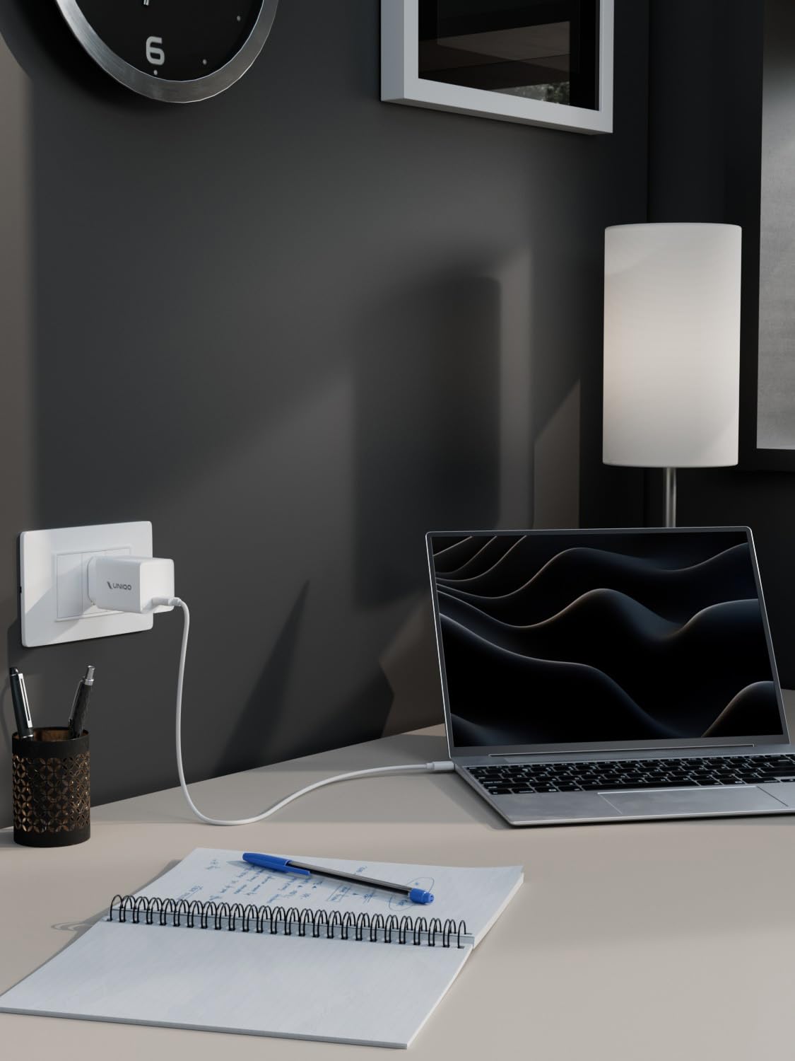 UNIQO Ładowarka GaN Nano 45W, USB-C ładowarka, GaN Technology, Ultrakompaktowy Adapter, Zasilacz Power Delivery (PD 3.0 PPS), ładowarka do iPhone'a, Androida, Tabletu, Laptopa, MacBooka, Białego