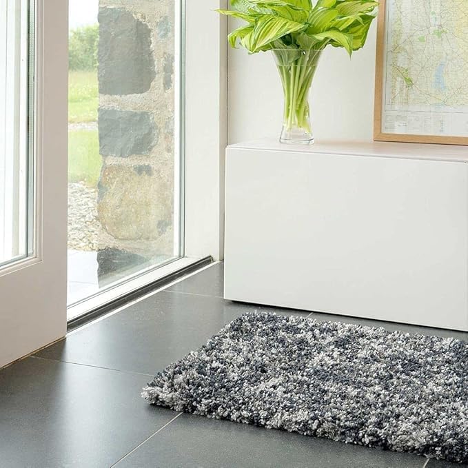 Image of inch2x5 Ft Shaggy Runner Rug - Soft Geometric Carpet for Hallway, Bedroom & Entryway Non-Slip Modern Triangles Design in Mustard Grey Beige (SHAGGY-26, 2X5 FEET)