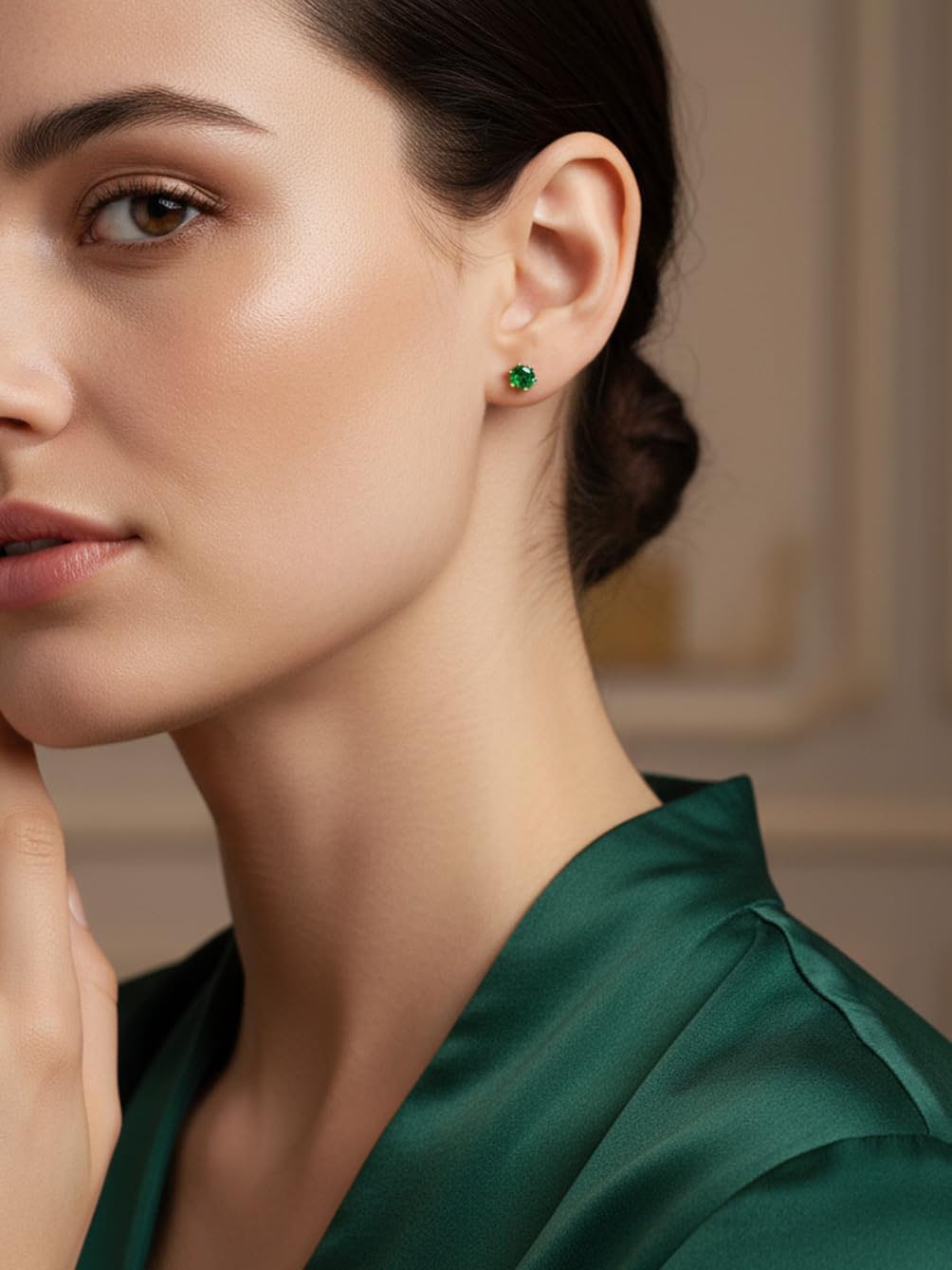 1-3CT Moissanite/Sapphire/Ruby/Emerald Sparkle Solitaire Stud Earrings for Women, Solid 925 Sterling Silver, Hypoallergenic Anniversary Birthday Valentines Jewelry - Image 2