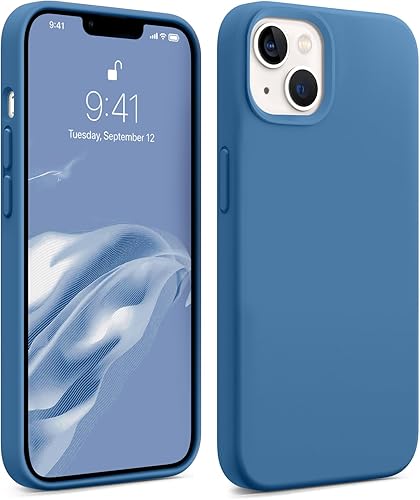 AOTESIER Funda para iPhone 13, protección militar a prueba de golpes, funda de silicona líquida con forro de microfibra suave antiarañazos, funda