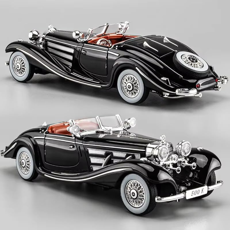 Image of Invite Enterprise Compatible for 1:24 Mercedees Benz 500K Toy Car Model, Diecast Collectible Pull Back Model Car with Sound and Light, Toy Gift Vehicles for Adults Kids Boys Girls【Black Color】