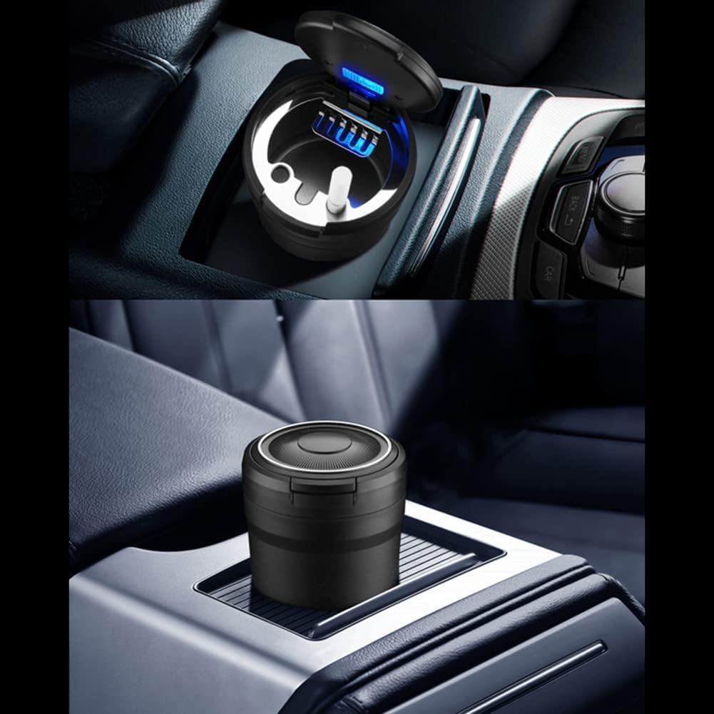 Cendrier Voiture pour Citroen e-C4 2021-2022 LED Portable Cendrier en Acier Inoxydable avec Couvercle Anti Odeur Auto-extinguible