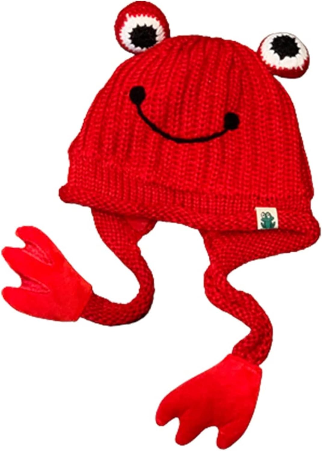 Women's Cute Frog Hat Crochet Knitted Winter Ear Protective Beanie Hat Big Eye Outdoors Autumn Cap