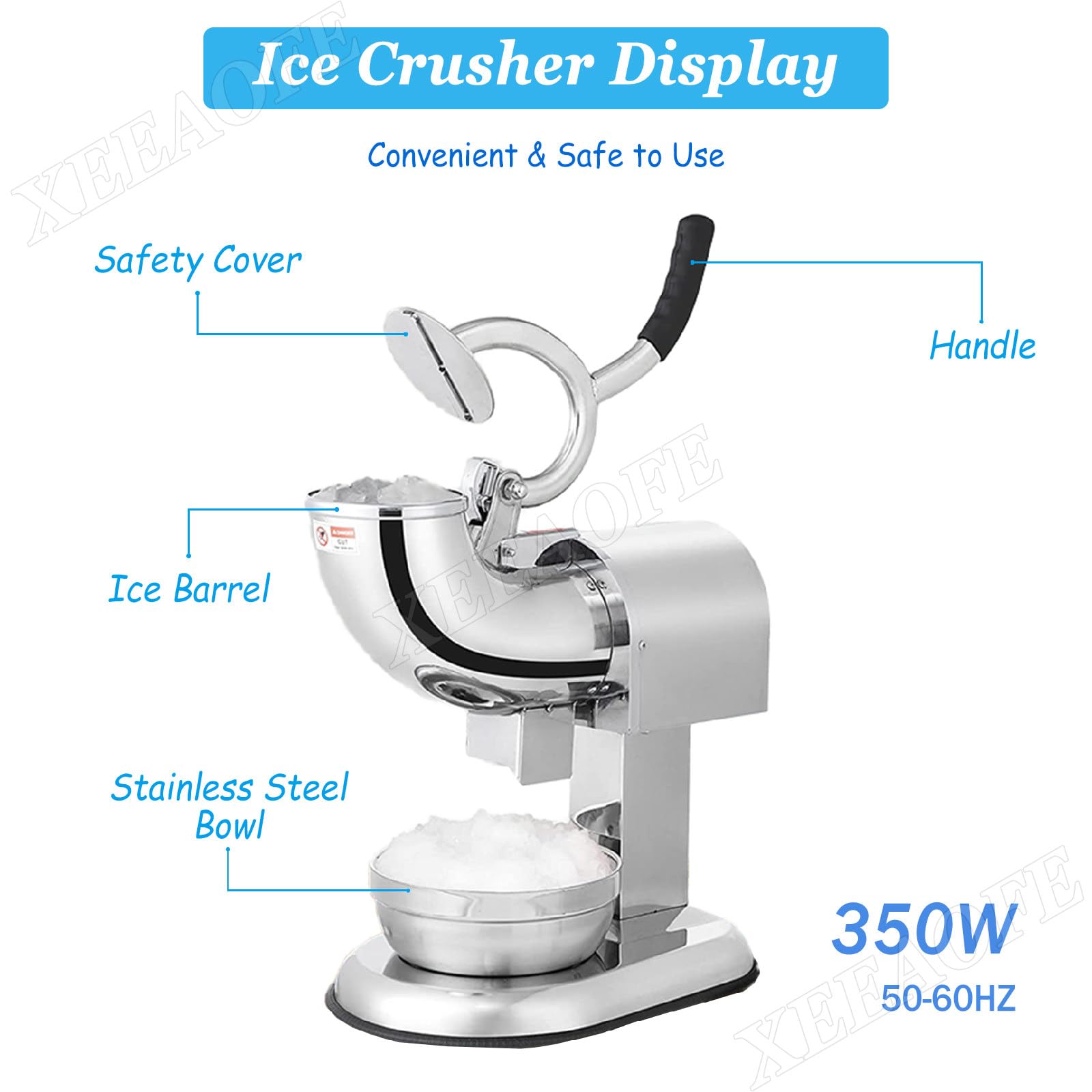 Máquina eléctrica para Hacer granizados, trituradora de Hielo raspado de Acero Inoxidable con Cuchilla para Batidos y cócteles.
