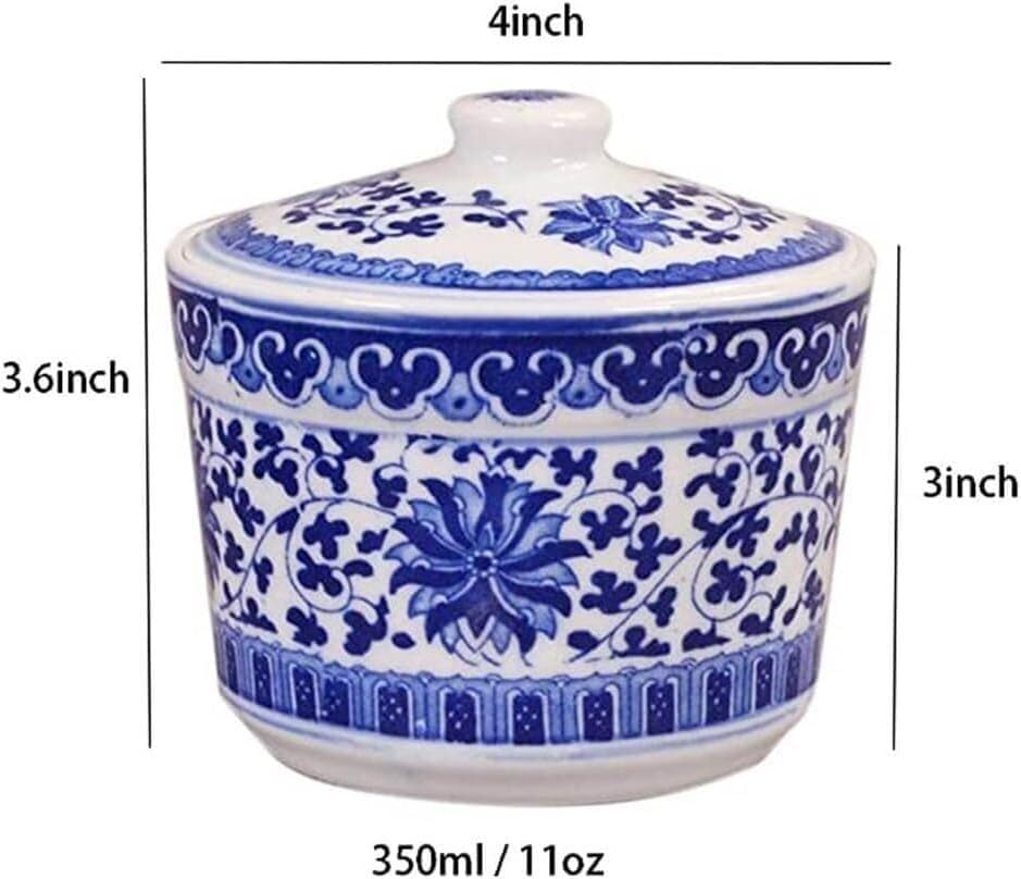 Contenitore per lo zucchero, Zuccheriera in ceramica Barattolo portaoggetti blu e bianco Piatto for caramelle Condimento con coperchio
