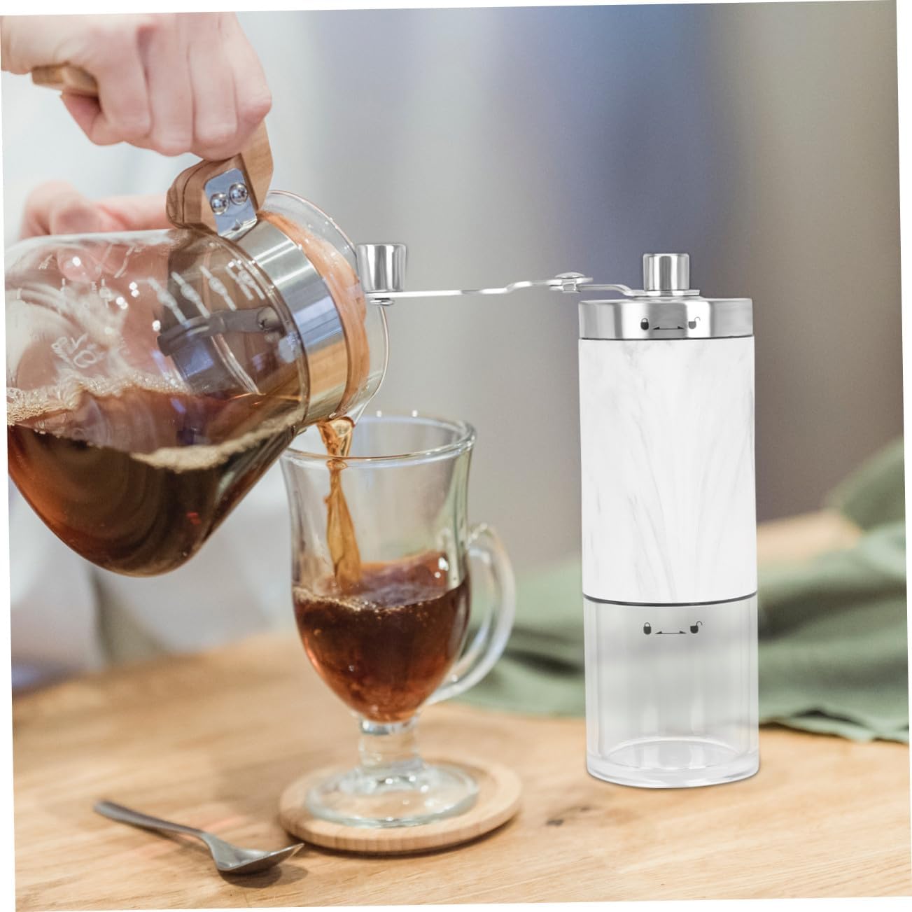 OSALADI Manual Coffee Grinder Hand Crank Burr Mill for Home Use Stainless Steel Coffee Bean Grinder with Detachable Easy-clean Design Multi-purpose Precise Grinding for Optimal Coffee