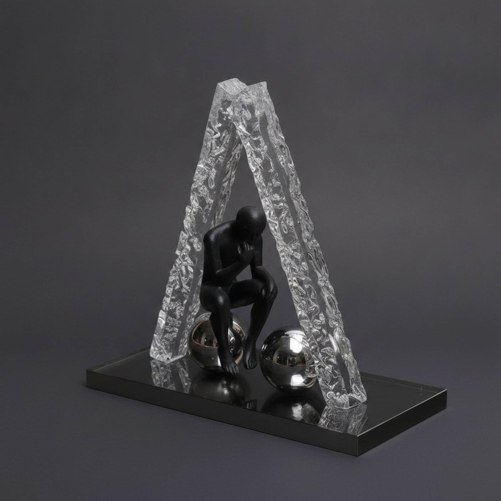 rockible Figura con Base Espejo Minimalista Figura Humana Conceptual Peculiar Estatua para Recibidor