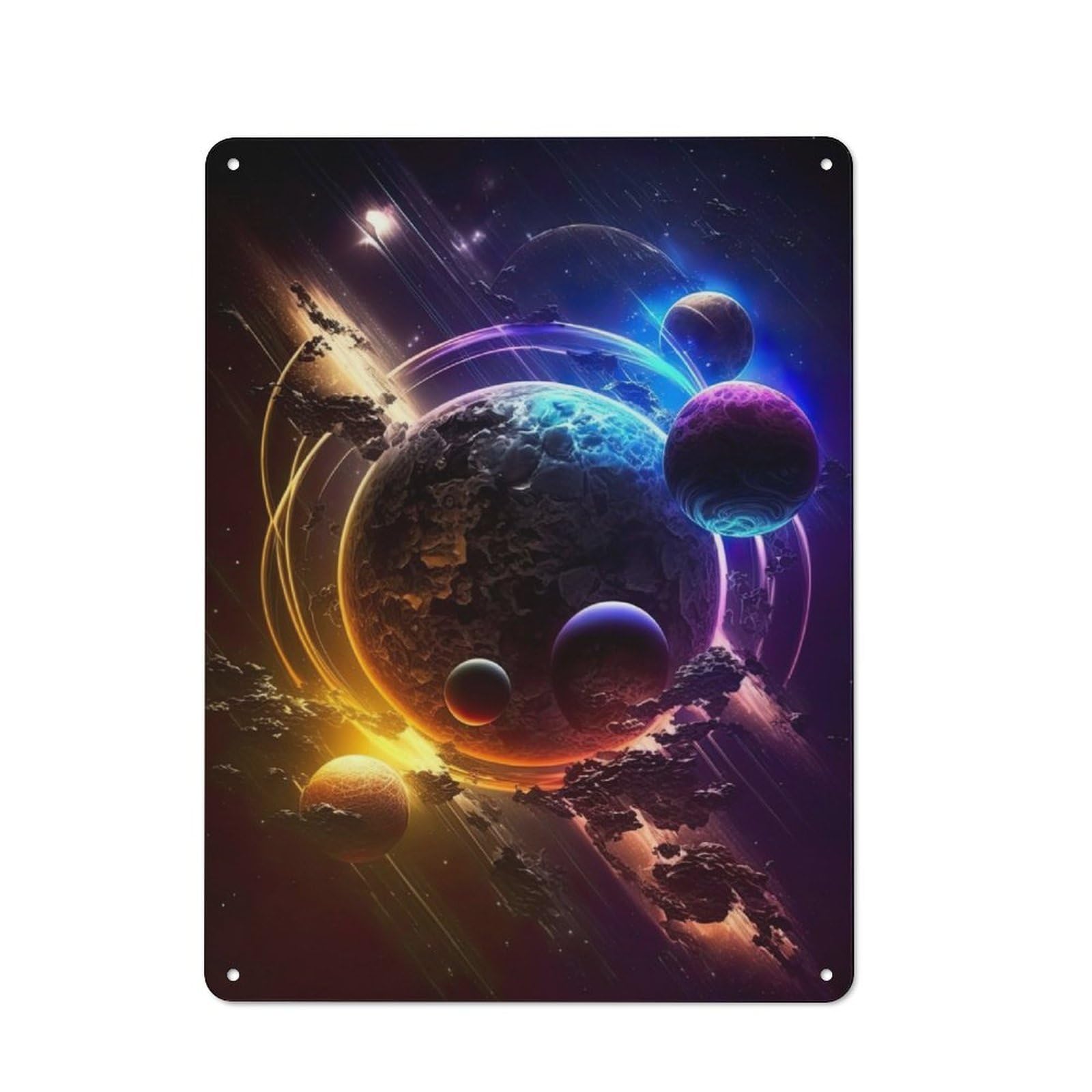 Junmoney Neon Cosmic Voyage Garden Style Tin Sign 40X30cm Featuring Shed Wall Decor For Patio Bar, Workshop, Shed Or Kitchen