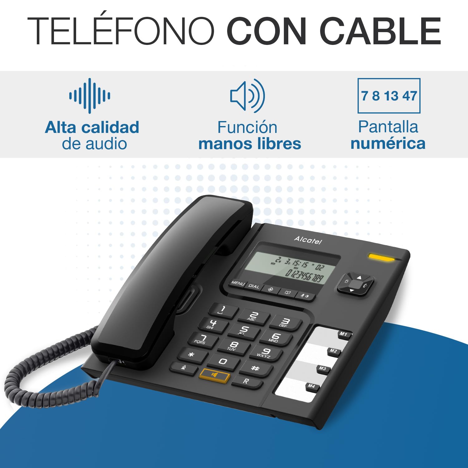 ALCATEL T56 - Teléfono con Cable - Pantalla Digital - Manos Libres - Registro de Llamadas - Rellamada - 4 memorias directas - Negro — view 2