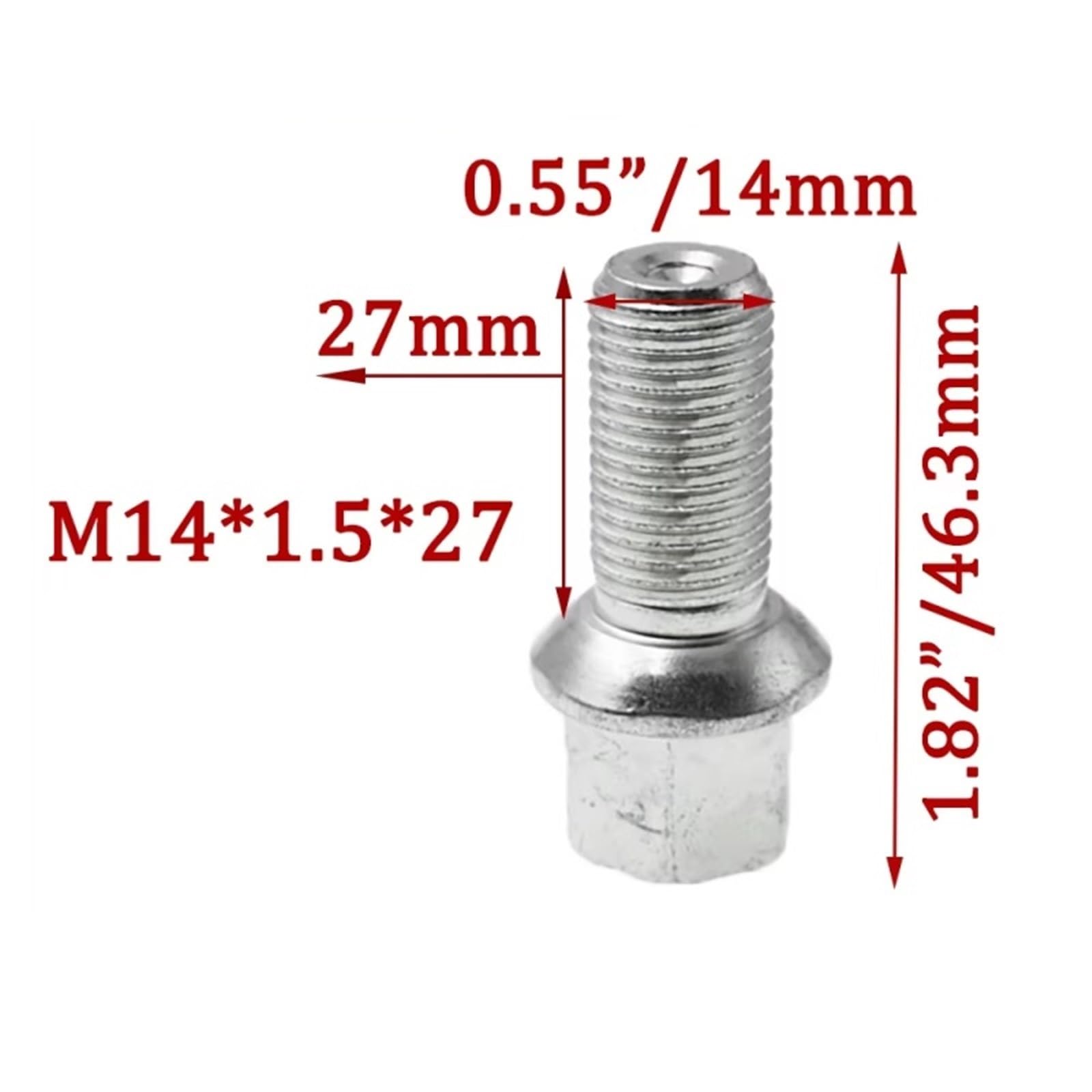 Radbolzen Kompatibel Mit Seat 1 4 5 Stück M14*1,5 * 27 Radschraube Autozubehör OEM: 4D0601139 4D0601139A WHT002438 WHT002437