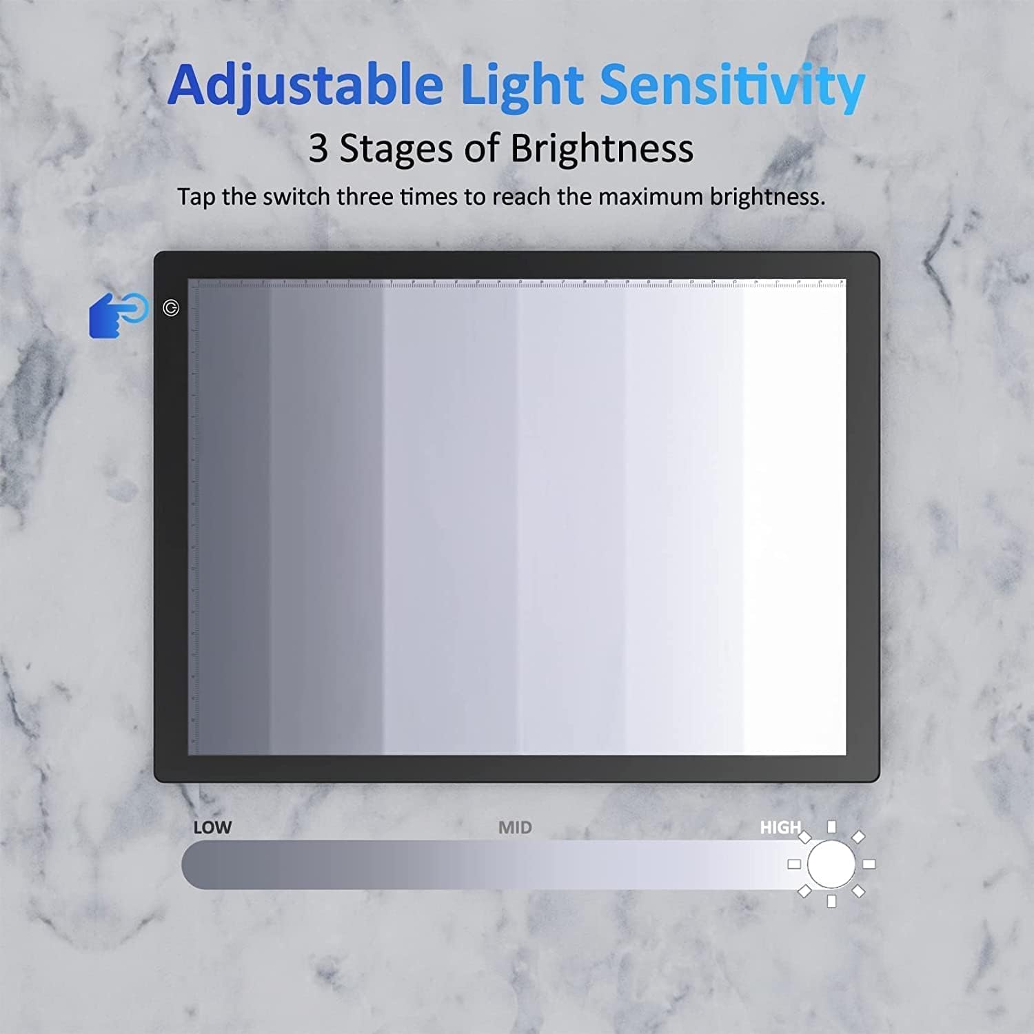Eyesen Slide Viewer Light Pad, Ultra-Thin A4 LED Light Panel for old slides negative, slide scanner digitiser Slide Viewer with 3 Levels of Brightness — view 3