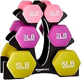 Amazon Basics Neoprene Dumbbell Hand Weights for Exercise and Muscle Toning Rack with 3 Pairs (2, 3, and 5 Pound)