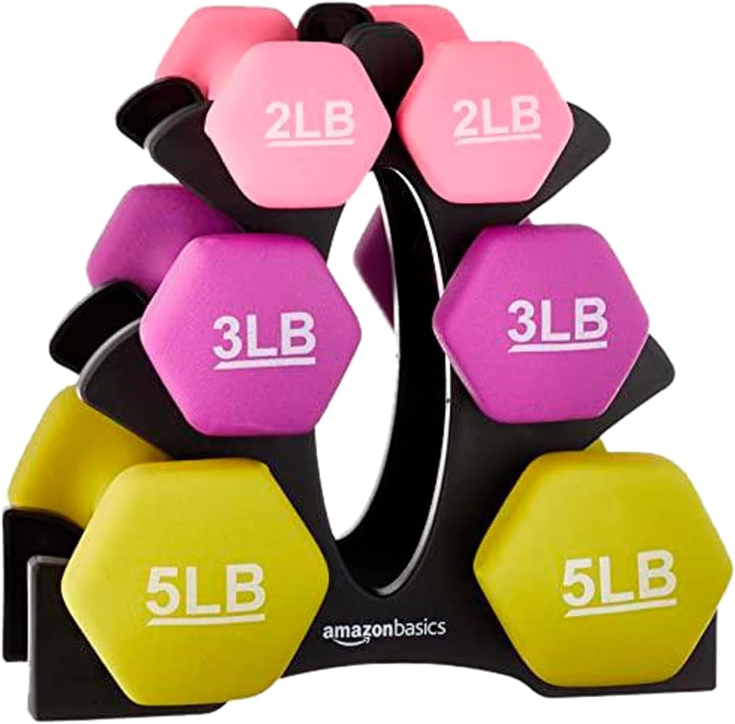 - Amazon Basics Neoprene Dumbbell Hand Weights for Exercise and Muscle Toning