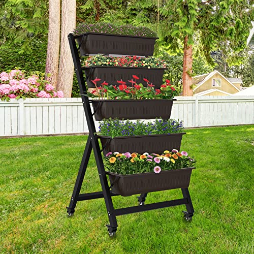 Taleco Gear Jardinière surélevée verticale à 5 étages pour fleurs, légumes, extérieur et intérieur Cover