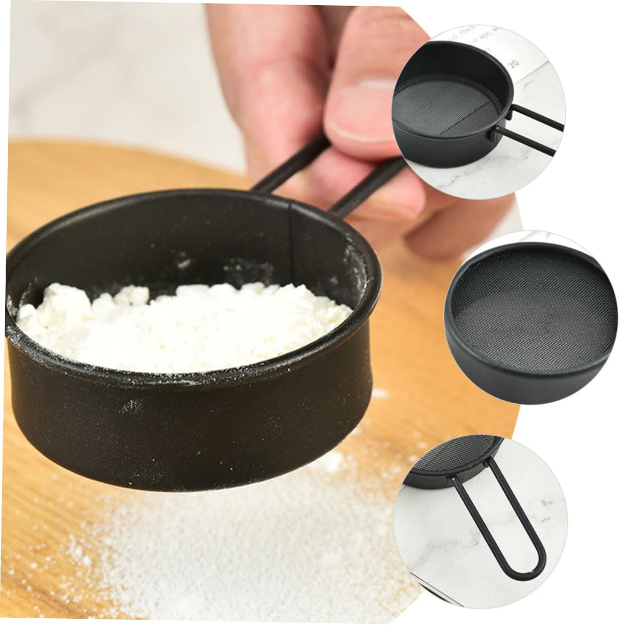 Set mit 4 kleinen Mehlsieben aus Edelstahl mit feiner Masche, Küchensieb- und Passierwerkzeug, perfekt zum Backen und Kochen