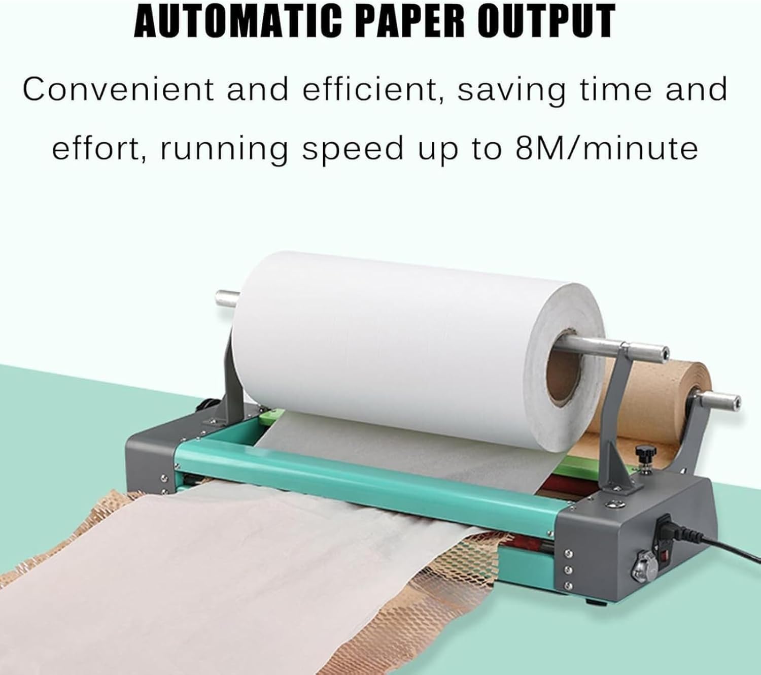 Elektromagnes do papieru kraftowego w rolce, dyspenser papieru w strukturze plastra miodu z przełącznikiem nożnym, maksymalna szerokość papieru 51 cm