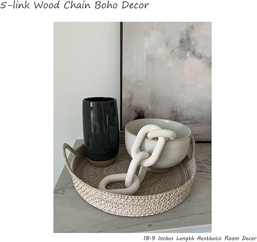 Miniatura 8 de Decoración de eslabones de cadena de madera, decoración estética de habitación de 18.9 pulgadas de largo, cadena de madera de 5 eslabones,