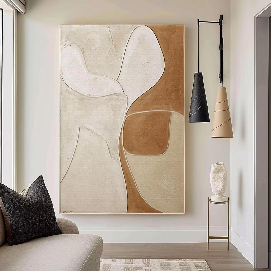 DFZEWKI And Beige Painting Canvas Wall Art Large Modern Contemporary Artwork For Living Room(30x40cm(12x16in)/No frame)