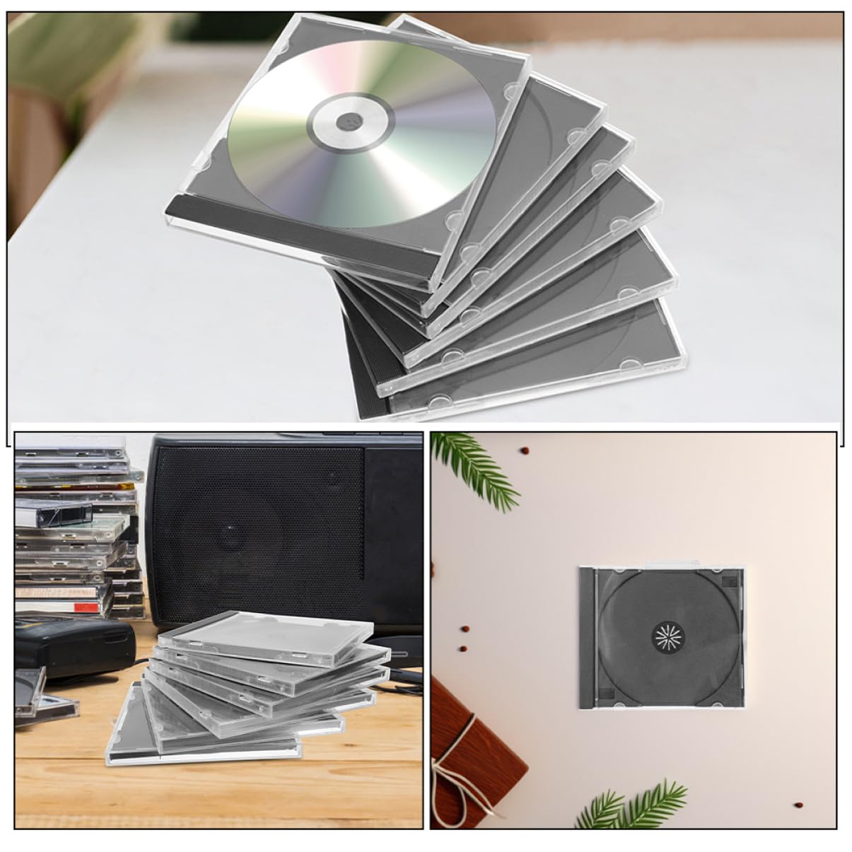 Hemobllo Custodia CD in Plastica Trasparente 10 Pezzi, Protezione Disco Resistente e Impilabile per Dvd e Cd, per Storage e Scuole