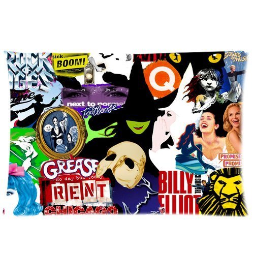 Custom Wicked Broadway Collage Pattern 01 Pillowcase Cushion Cover Design Standard Size 20X30 Two Sides