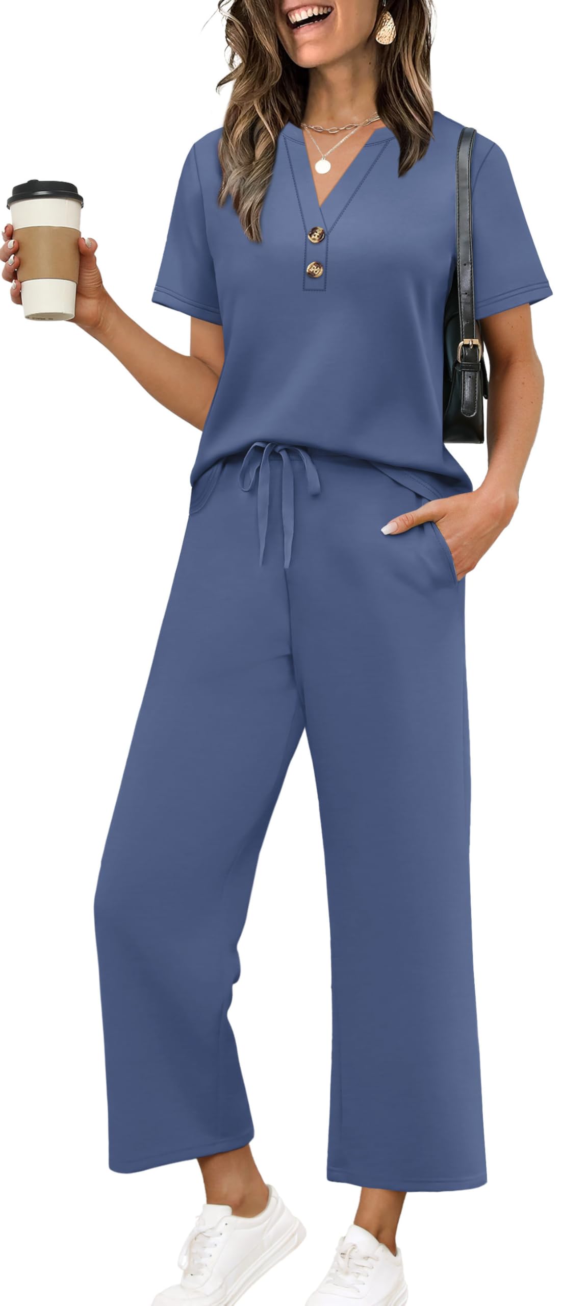 OFEEFAN Wide Leg Crop Set