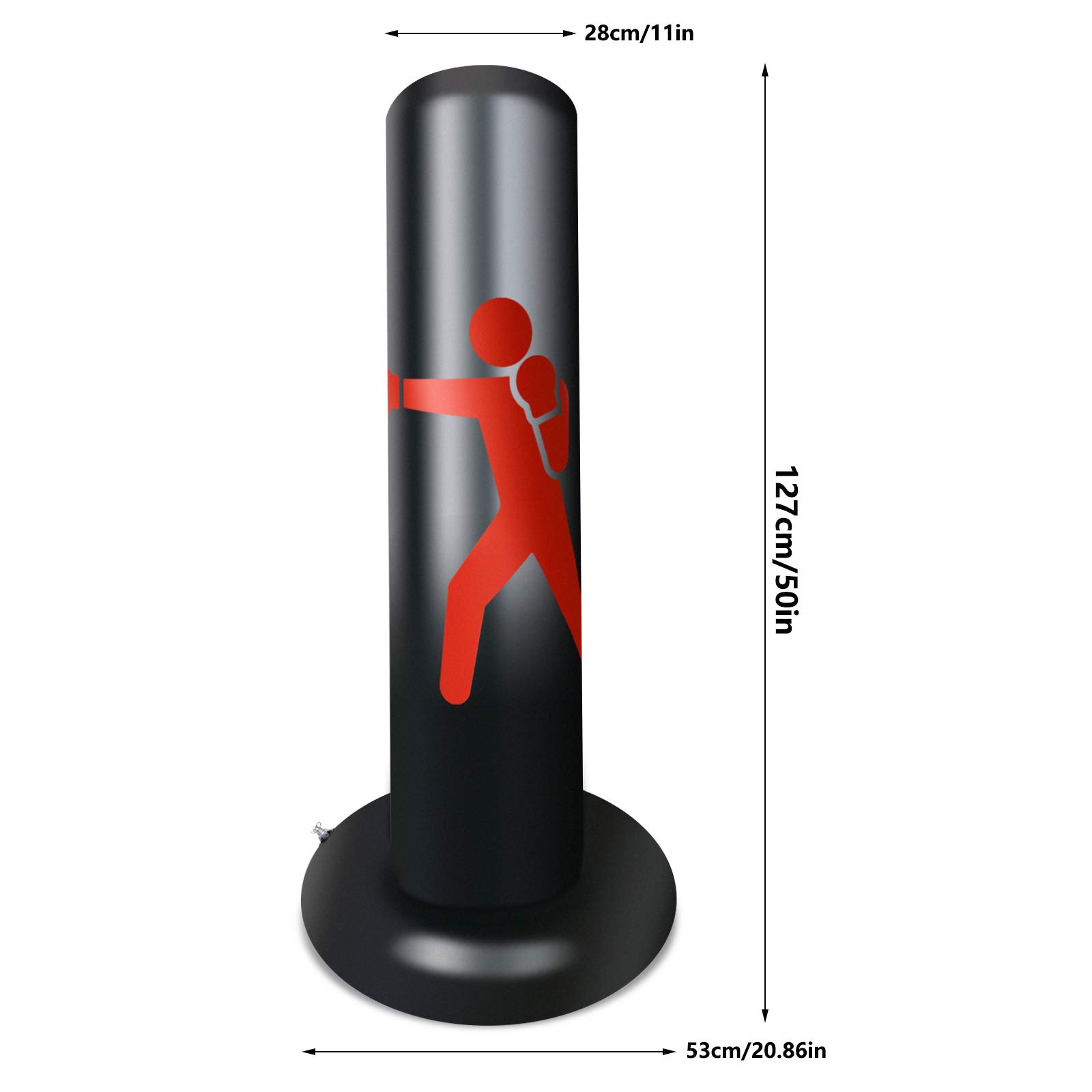 WingFly Sacco da Boxe da Terra 160 cm, Colonna Tumbler Gonfiabile per Addominali Fitness, Punching da Combattimento per Bambini e Adulti