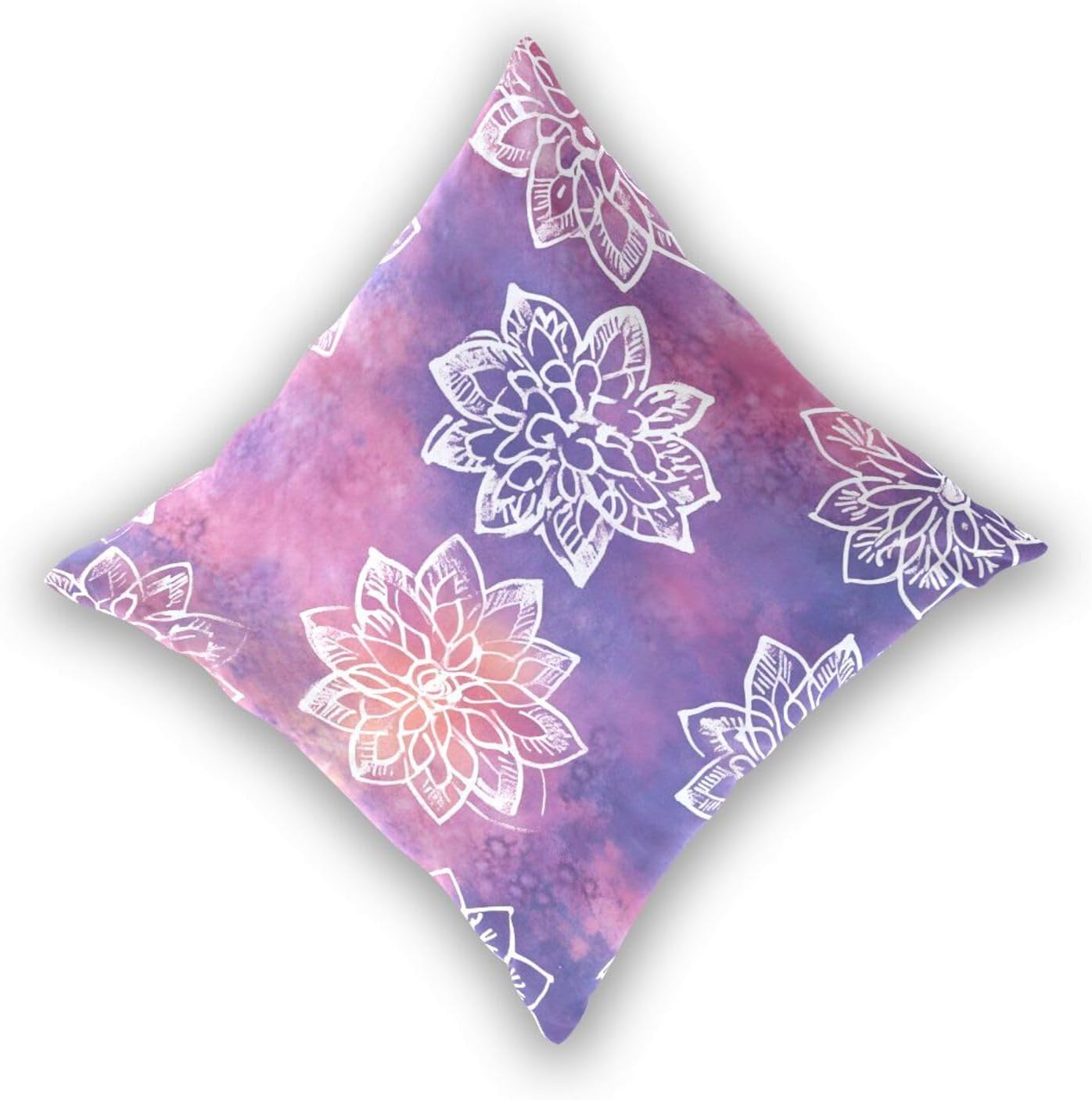 Decorative Throw Pillow Covers Pack of 2, Tie Dye White Mandala Purple Velvet Throw Pillow Cases for Couch Pillows Cover Bedroom Outdoor, Pillows Covers 18x18 Inch