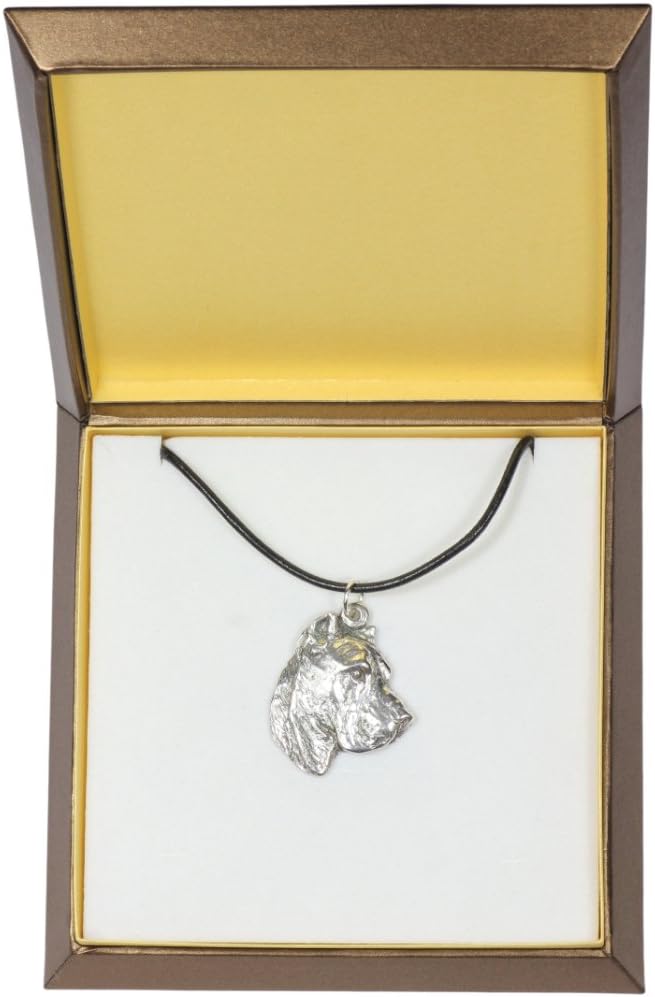 Art-Dog Dog Silver-Plated Pendant on a Leather Strap - Dog Necklace in Elegant Case – Silver Dog Necklaces for Men and Women – Dog Breeds Jewelry – Presa Canario